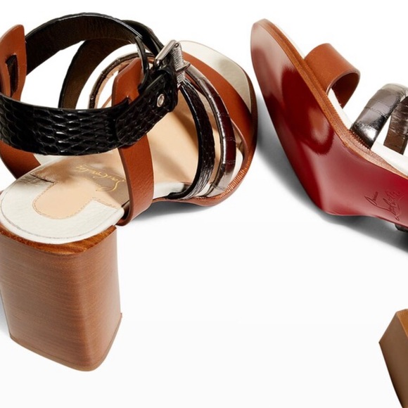 ✨Host Pick✨ Christian Louboutin Big And Strap Mixed Leather High-Heel Sandals - Picture 4 of 9